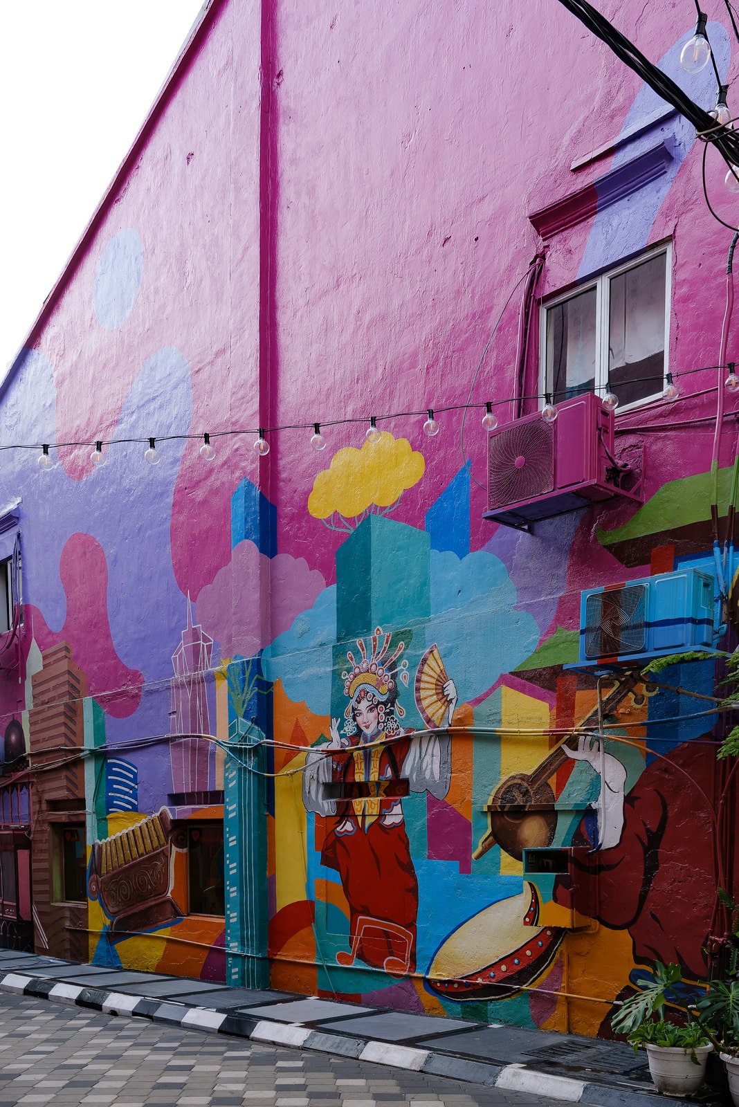 Colorful mural on building facade in Short North Arts District, Columbus Ohio